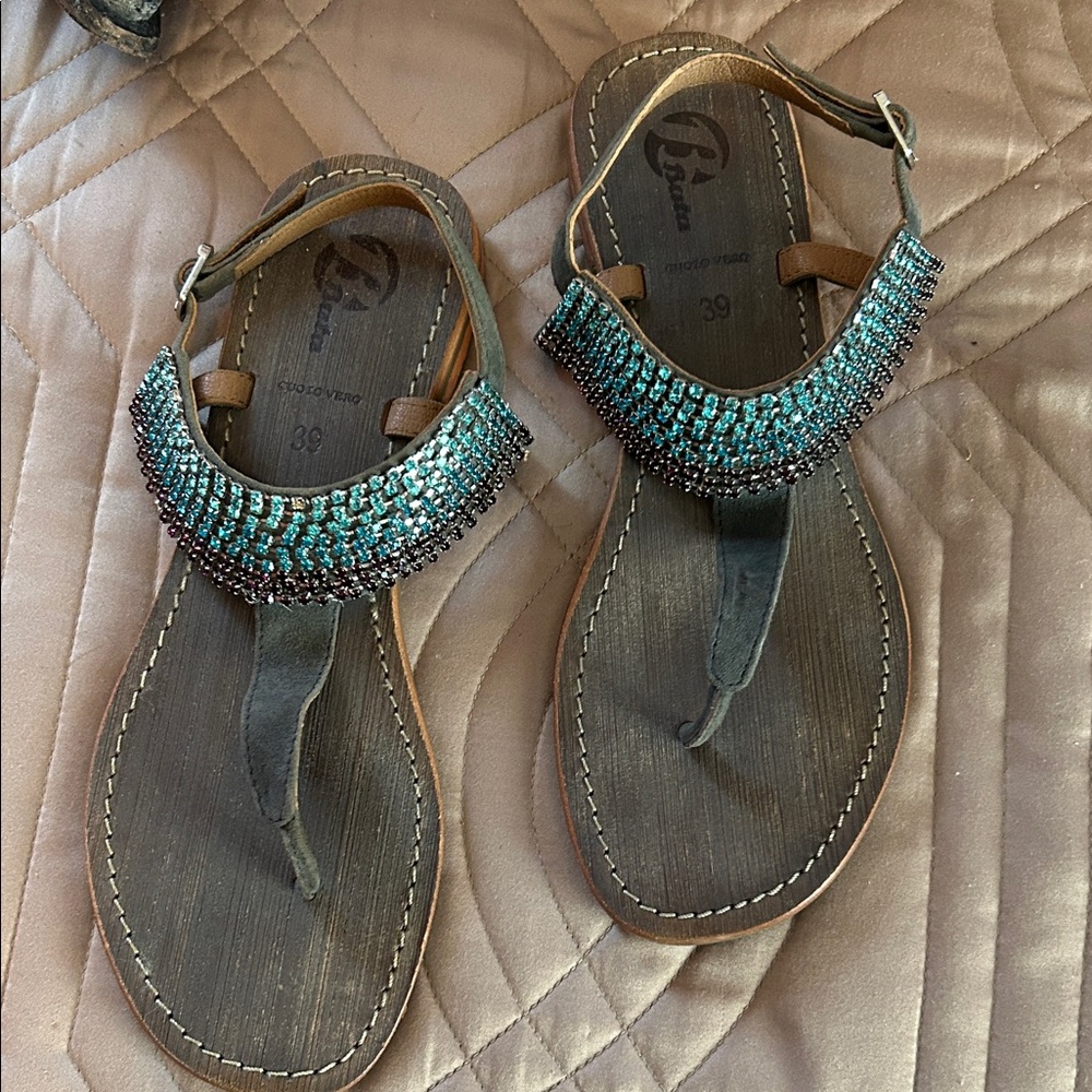 Vibrant Beaded Sandals with Adjustable Strap